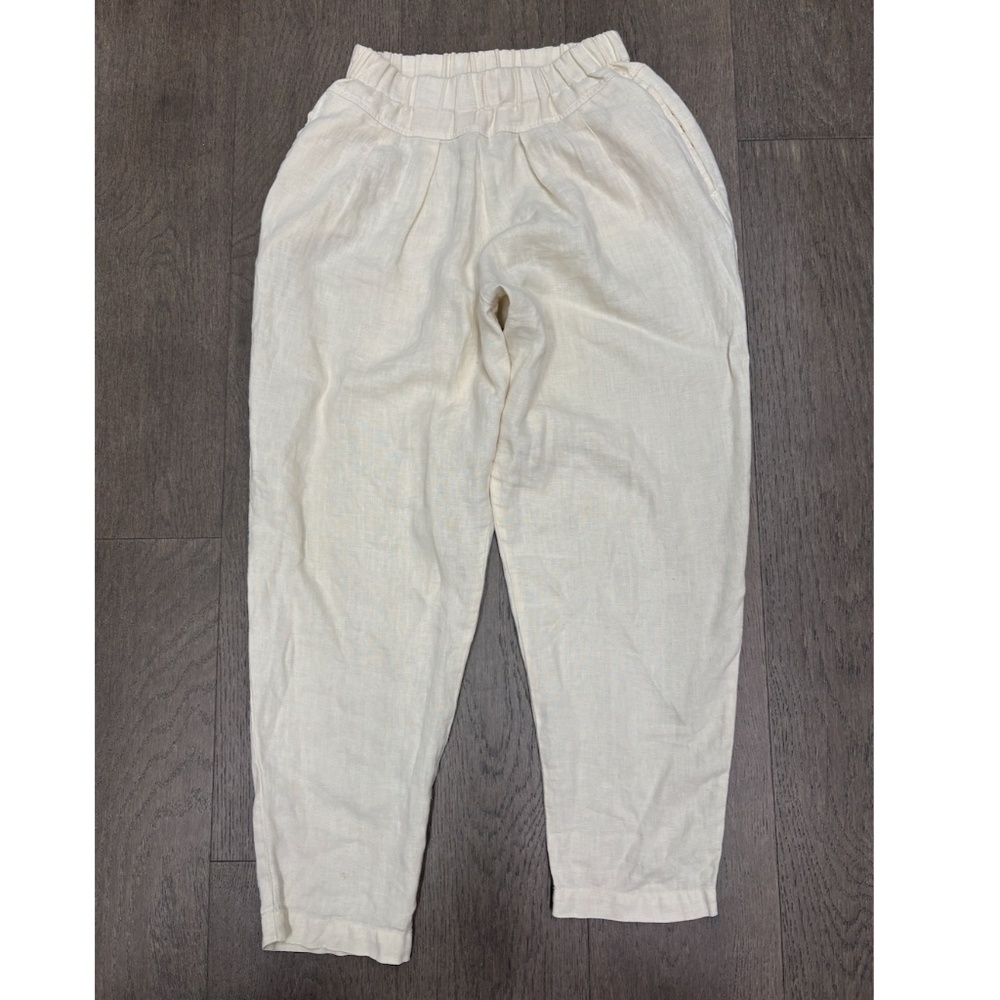 Black Crane White Linen Trousers